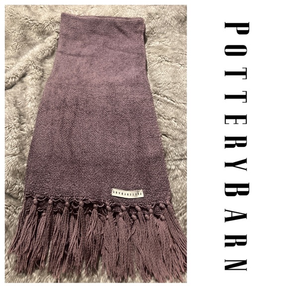 Pottery Barn Other - Pottery Barn Mauve Chenille Hand-Knotted Fringe Throw